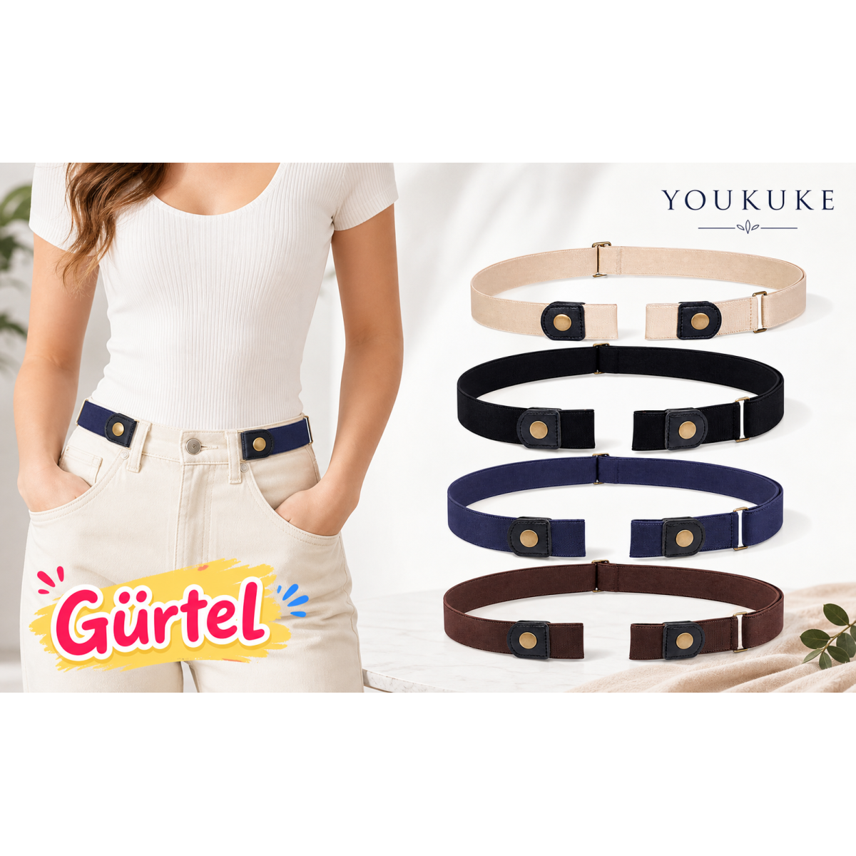 Elastische Gürtel ohne Schnalle