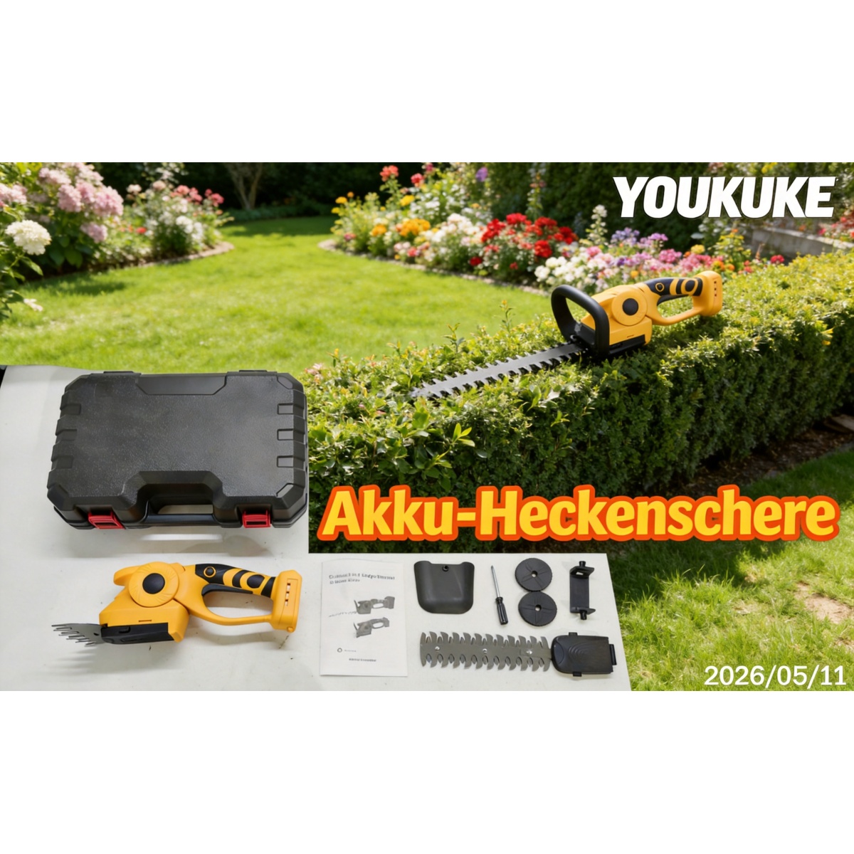 2 in 1 Akku-Heckenschere und Grasschere