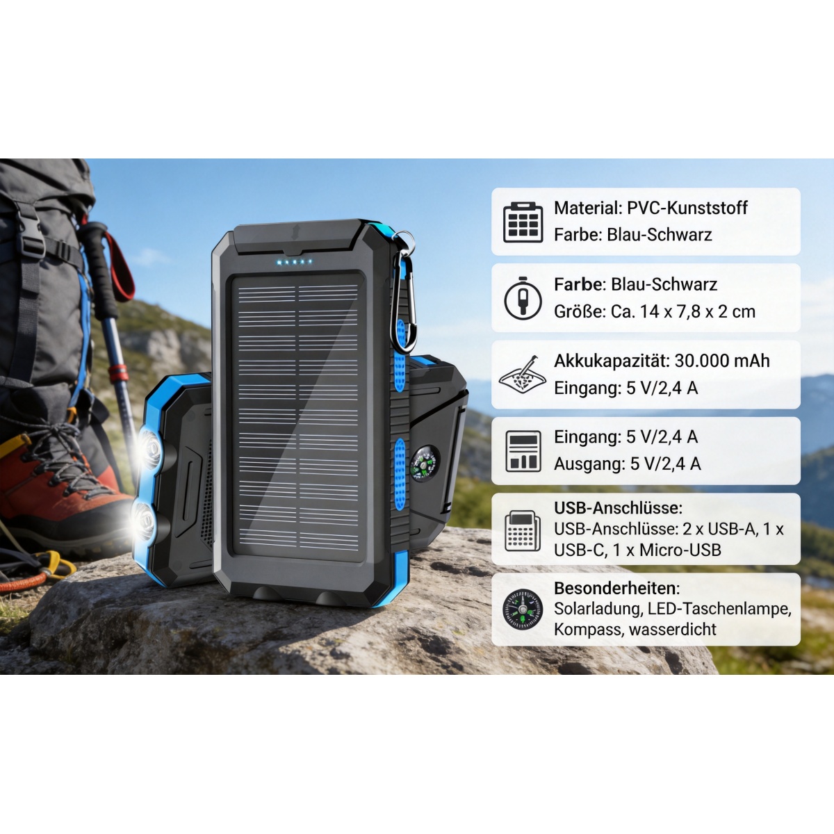 Lieferumfang Solar Power Bank