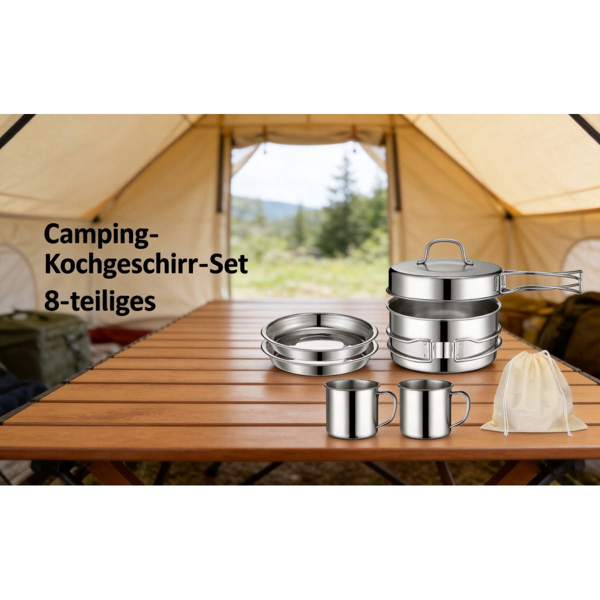 Detail Edelstahl Camping Topf